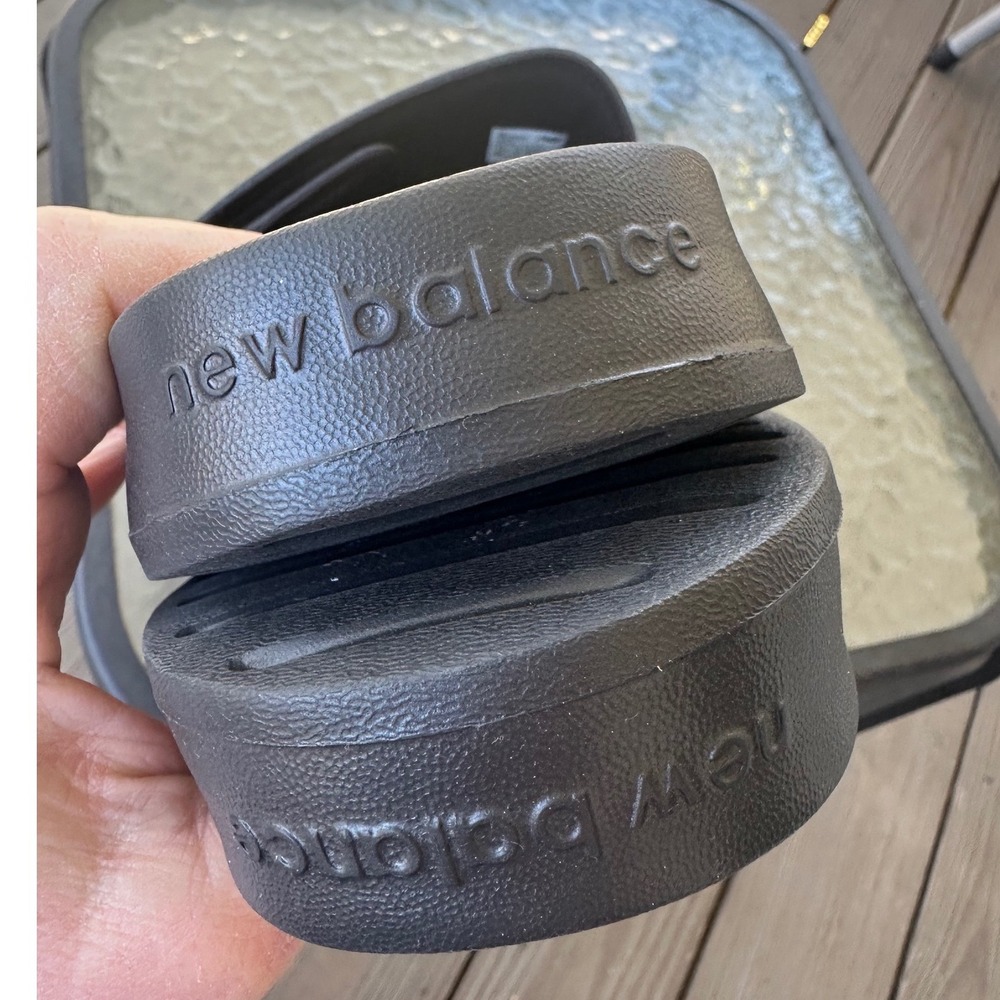 New Balance Men 14‎ Wide 2E Black White Adjustable Slide Sandals - Picture 5 of 9